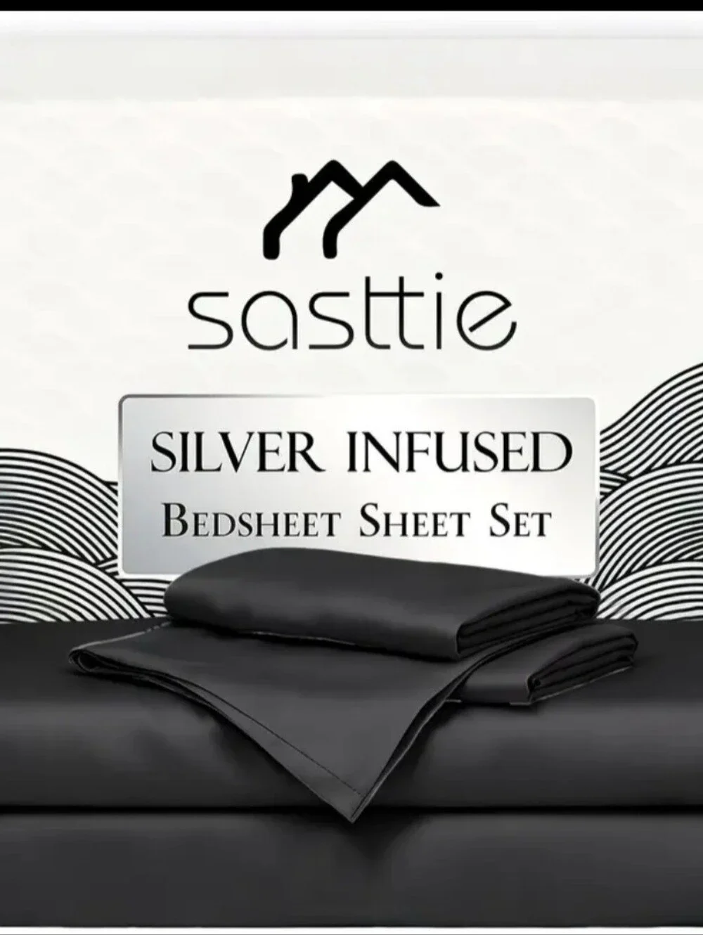 New Sasttie Silver Infused Black Bed Sheet Set sz king #1592-1970